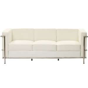   Le Corbusier Style LC3 Sofa, Genuine White Leather: Home & Kitchen