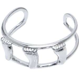  Solid 14kt White Gold Feet Toe Ring Jewelry