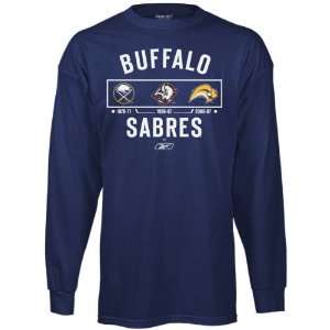  Buffalo Sabres  Navy  Logo History Long Sleeve T Shirt 