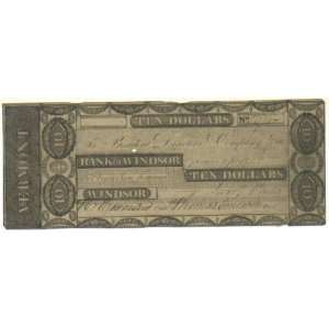  Vermont Bank of Windsor 1833 10 Dollars 