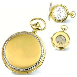   Watch   Charles Hubert Chrome & 14k Gold Plated Open Back Pocket Watch