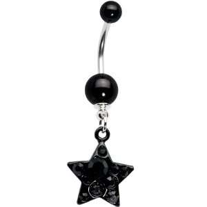  Black Midnight Star Dangle Belly Ring Jewelry