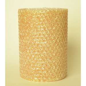 50 Hour 4 Inch Natural Beeswax Hybrid Pillar Glitter Candle, Gold Rush 