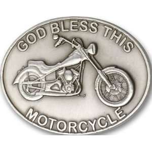    Silver God Bless This Motorcycle Visor Clip 