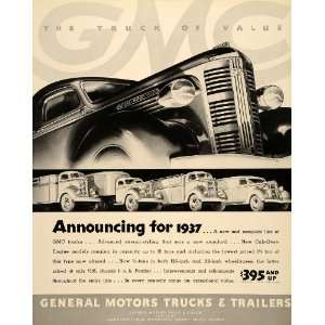 1937 Ad Pontiac GMC Trucks Cab Over Engine Models   Original Print Ad