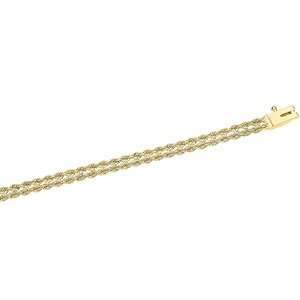  7 Inch 14K Yellow Gold Solid Double Rope Bracelet: Jewelry