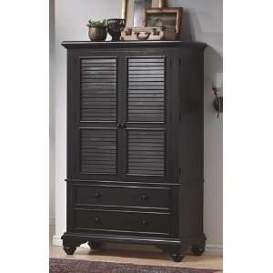   Collection Black Finish Solid Wood TV Armoire Stand: Furniture & Decor