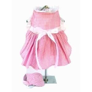  Pink Gingham Dress W/Visor   Size S: Pet Supplies