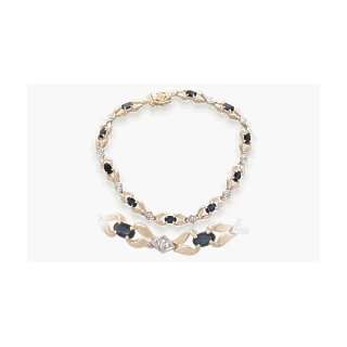   Sapphire Gemstone and Diamond Gold Tennis Bracelet: Jewelry