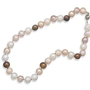 16 Earth Tone Colored 10mm Cultured Freshwater Pearl Knotted Necklace