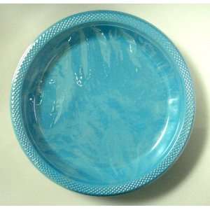 Plastic Plates and Bowls : 9 Teal Colored Plastic Plates:  