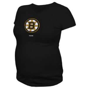   Boston Bruins Black Logo V neck Maternity T shirt