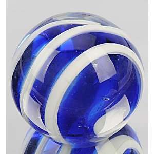 Murano Design Hand Blown Glass Art   Royal Blue with White Swirl Mix 