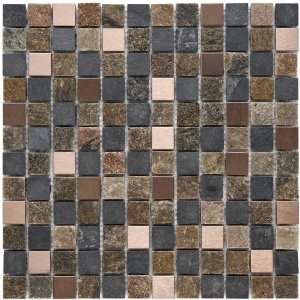 Abbey Alloy Rosa 12 x 12 Inch Natural Stone and Metal Mosaic Wall Tile 