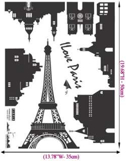 Hello Paris Eiffel Tower Wall STICKER Removable Decal  