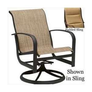  Vista Padded Sling Swivel Rocking Dining Chair   Aluminum 