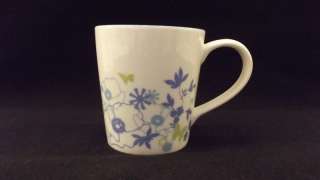 STARBUCKS Coffee Mug, Blue & White Flowers & Butterflys  