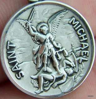 Sterling Silver St Saint Michael Medal Necklace Police  