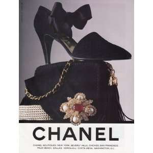  Print Ad 1990 Chanel Shoes, Purse Chanel Books