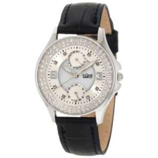  Womens BU44BK Round Diamond Classic Stainless Steel GMT Date Watch 