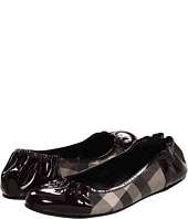 Burberry   Check Patent Detail Wide Fit Ballerinas
