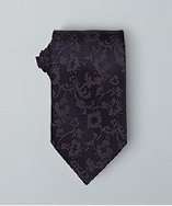 Zegna navy dotted floral damask print silk tie style# 317768301