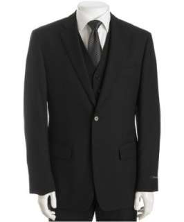 John Varvatos Star USA  black wool 2 button Meier 3 piece suit with 