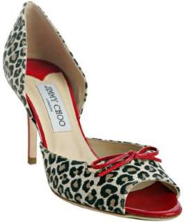 Jimmy Choo red leopard canvas Crete dorsay pumps   up to 70 