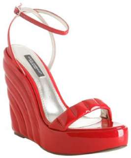 Dolce & Gabbana red patent quilted leather wedge sandals   up 