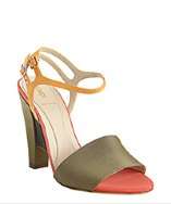 Fendi olive faille colorblock ankle strap sandals style# 315592901