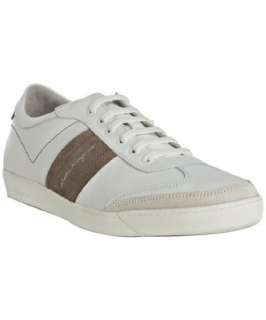 Ferragamo white calf Marling 2 grey suede detail sneakers   