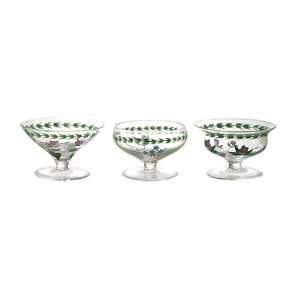   Hand Painted Glassware Footed Mini Dishes, Set of 3