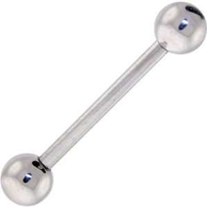 Solid 14KT White Gold Barbell Tongue Ring 5/8 5MM Ball 