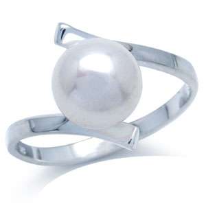 8MM White Pearl Sterling Silver Bypass Ring  