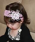Baby Toddler Girl Black White Pink Silver Ribbon Flower Hair Clip Bow 