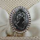 HORSE AND COLT ON PEACH CAMEO OLD SILVER FINISH HATPIN  