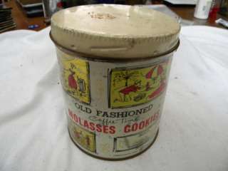 Old Fashioned Coffee Time Molasses Cookies Tin with Lid  
