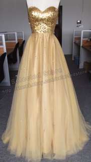 2012 A Line Sweetheart Floor Length Sequins Tulle Long Evening Prom 
