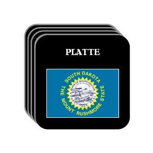   State Flag   PLATTE, South Dakota (SD) Set of 4 Mini Mousepad Coasters