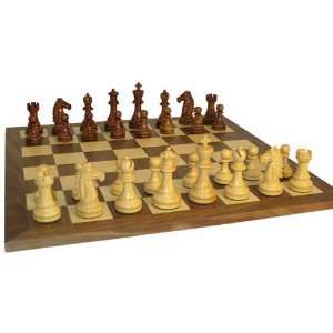  Sheesham Mustang Chessmen on Walnut Chessboard
