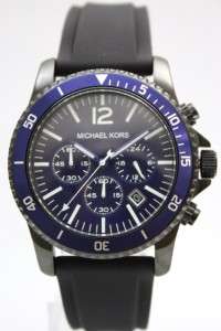 New Michael Kors Men Chrono Black Silicone Watch MK8165  