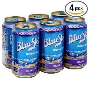 Blue Sky Soda, Natural Grape 6 pk, 72 ounces (Pack of4):  