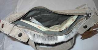 Lucky Brand Taluca Lake Grey Medium Fur & Suede Hobo Bag Purse NWT 