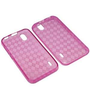   Sleeve Gel Cover Skin Case for Sprint LG Marquee LS855  Pink Checker