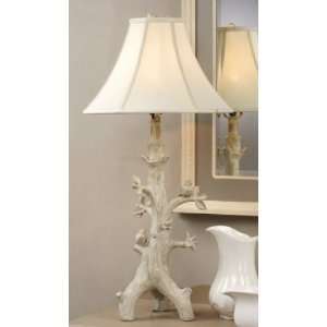    Bird tree Shabby chic table lamp   White Ivory: Home Improvement