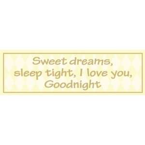  Sweet Dreams Yellow   Wood Sign 5 X 16 Home & Kitchen