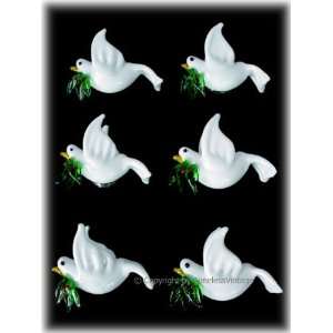  Set 6 White Peace Doves Fridge Refrigerator Magnets 