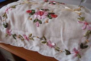 Beautiful Silk Ribbon Embroidery Pink Tissue Box Cover  