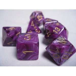   RPG Dice Sets: Purple/Gold Vortex Polyhedral 7 Die Set: Toys & Games