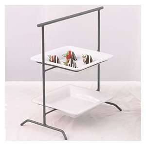  2 Tier Metal Stand with Plates   16 1/2W x 9 3/4D x 18 
